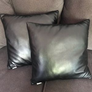 Faux Black leather pillows set of 2